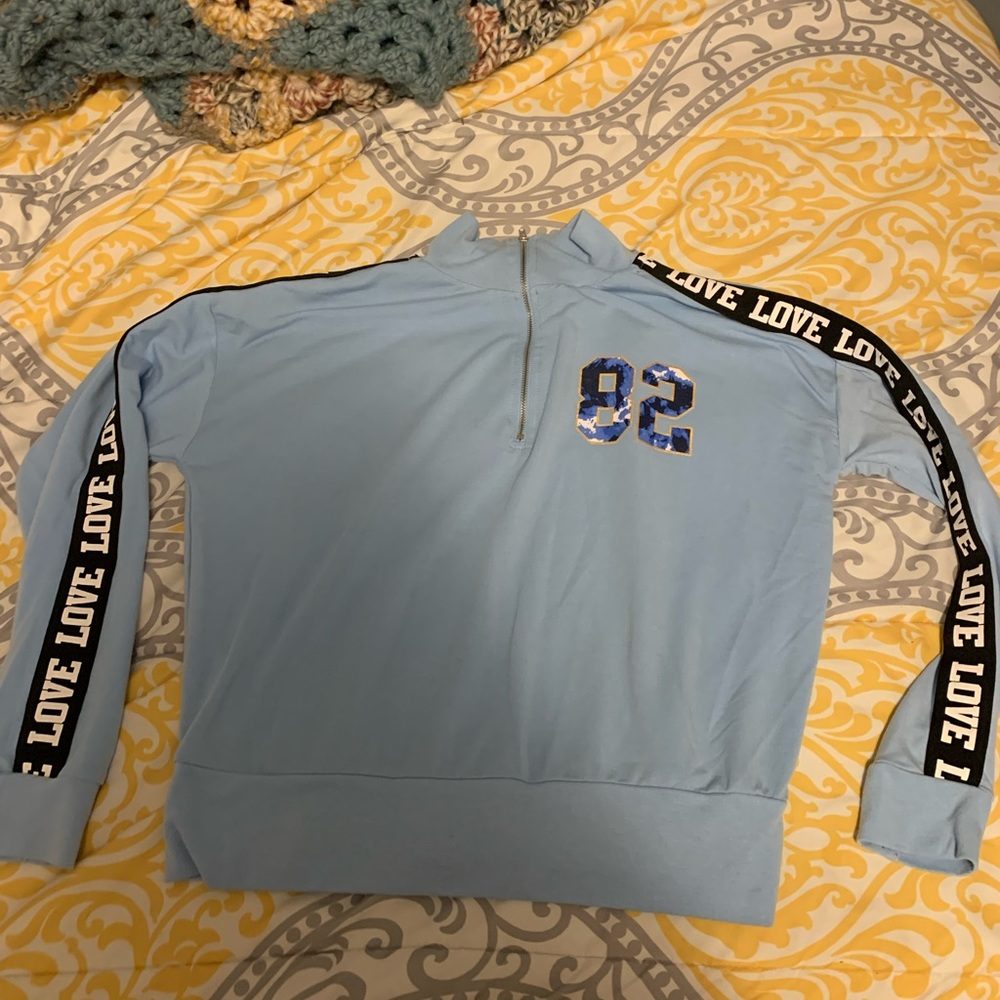 Baby Blue Quarter-zip- size large 11-13 KIDS!!!